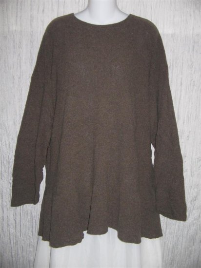 FLAX by ANGELHEART Brown Cashmere Blend Tunic Sweater Engelhart M L