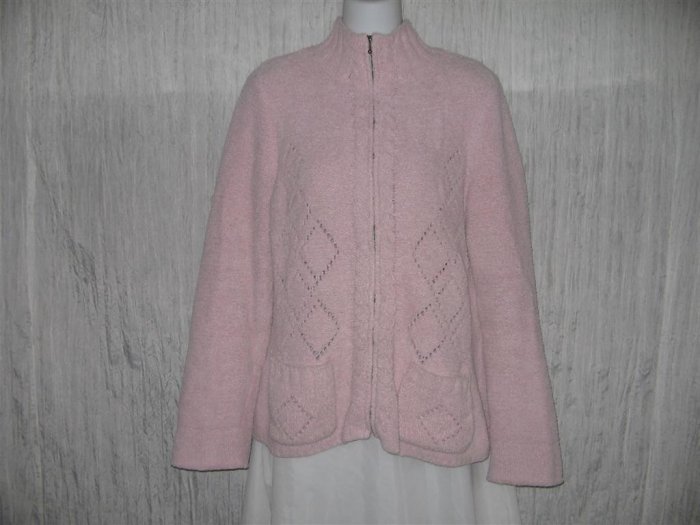 SIGRID OLSEN Soft Pink Zip Cardigan Sweater Large L