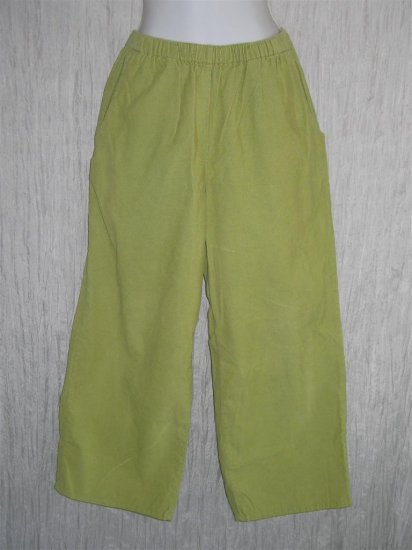 FLAX Green Cotton Corduroy Pants Jeanne Engelhart Small S