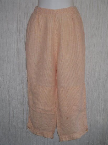 FLAX Orange Linen Floods Pants Jeanne Engelhart Medium M