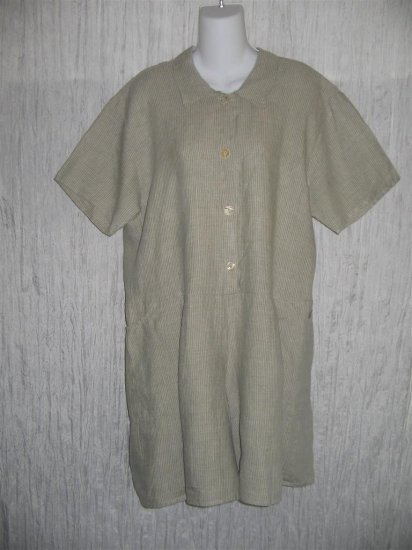 Jeanne Engelhart FLAX by Angelheart Striped Linen Shorts Shirt Romper Outfit Medium M