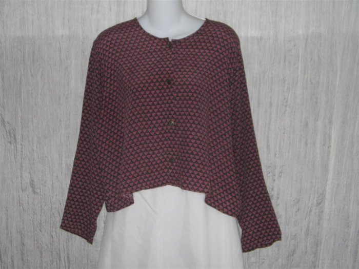 R-Clan FLAX by Jeanne Engelhart Cropped Hearts Top Shirt Medium M