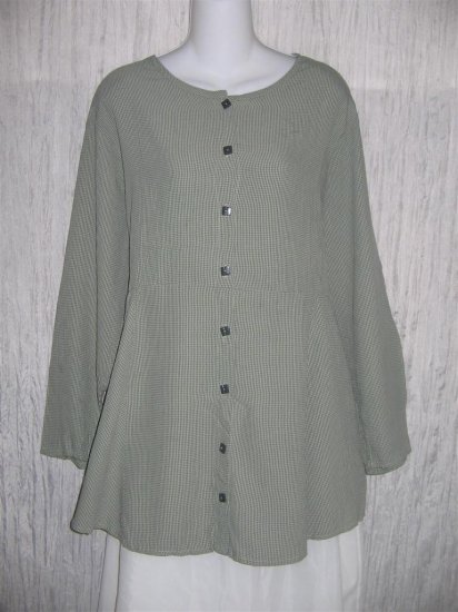 Jeanne Engelheart FLAX Skirted Button Shirt Tunic Top Medium M