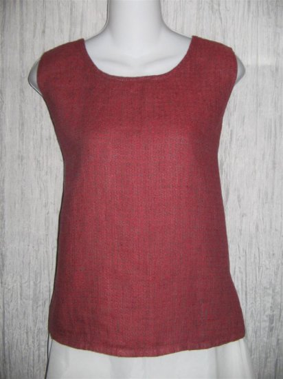 Jeanne Engelhart FLAX Berry Linen Tank Top Shirt Medium M