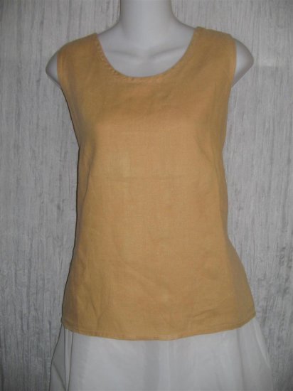 FLAX by Angelheart Peach Linen Tank Top Shirt Medium M