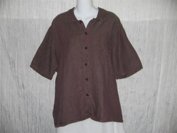 Jeanne Engelhart FLAX Linen Button Shirt Tunic Top Small S