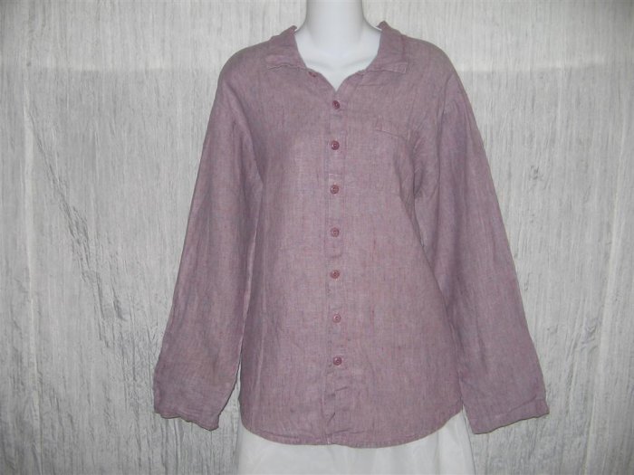 Jeanne Engelhart FLAX Purple Linen Button Shirt Tunic Top Engelhart Petite P