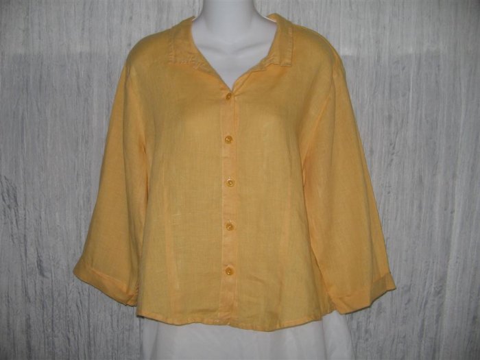 FLAX Shapely Linen Button Shirt Tunic Top Engelhart Medium M