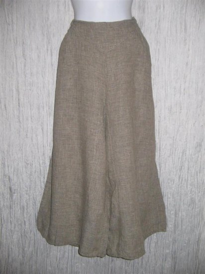 Jeanne Engelhart FLAX Gray LINEN Wide Leg Gauchos Pants Medium M