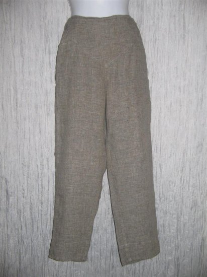 Jeanne Engelhart FLAX Gray Long LINEN Pants Medium M