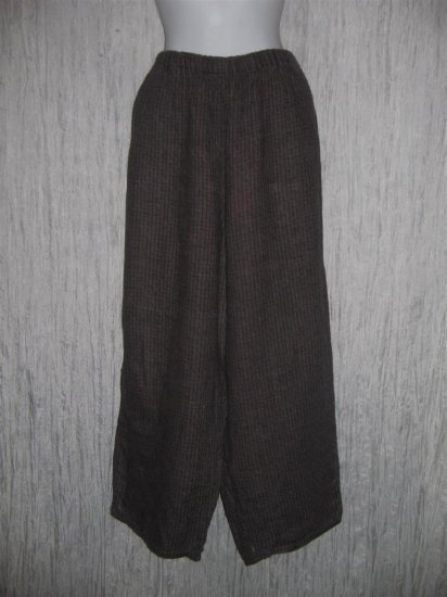 FLAX by Jeanne Engelhart Brown Basket Weave LINEN Pants 1G