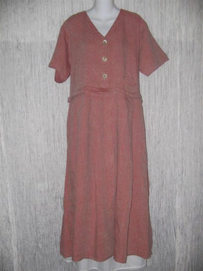 FLAX by Angelheart Pink LINEN Pullover Dress Medium M