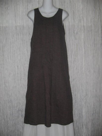 FLAX by Angelheart Muted Berry Stripe LINEN Jump Dress Medium M