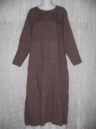 FLAX by Angelheart Twilight Berry LINEN Drop Waist Dress Medium M