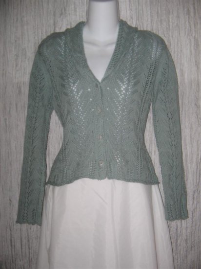 J. Jill Blue Gray Cotton Knit Cardigan Sweater Small Petite SP
