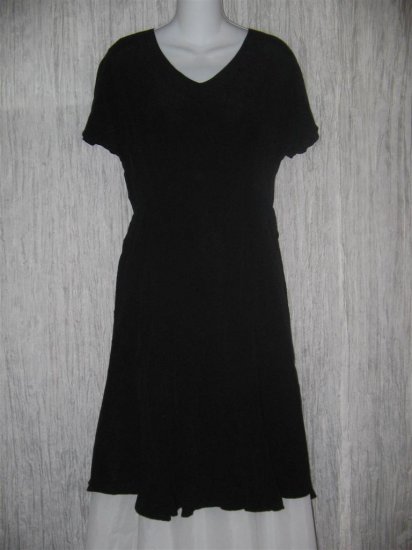 FLAX by Jeanne Engelhart Shapely Black Rayon Dress Small S