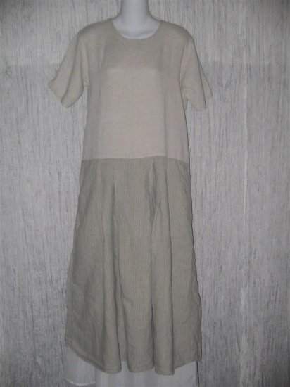 FLAX by Angelheart LINEN Box Pleat Dress J. Engelhart Small S