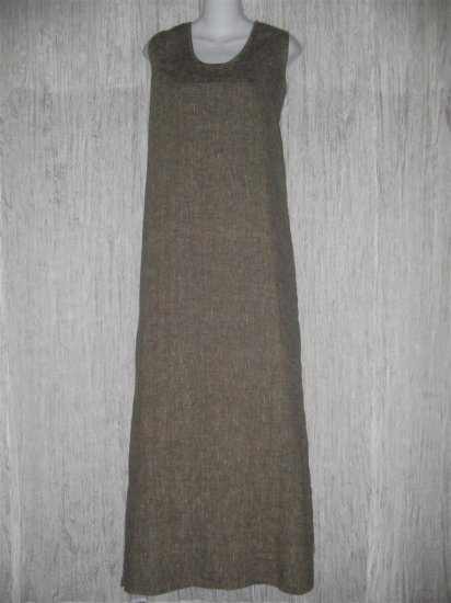 FLAX by Jeanne Engelhart Earthy Gray Linen Slip Dress 1G