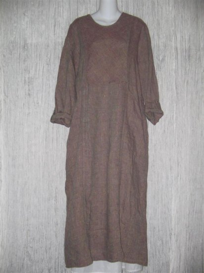 FLAX by Jeanne Engelhart Earthy LINEN Crossweave Dress Medium M