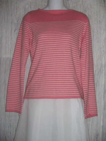 J. Crew Soft Pink Striped Cotton Cashmere Knit Pullover Sweater Top Medium M