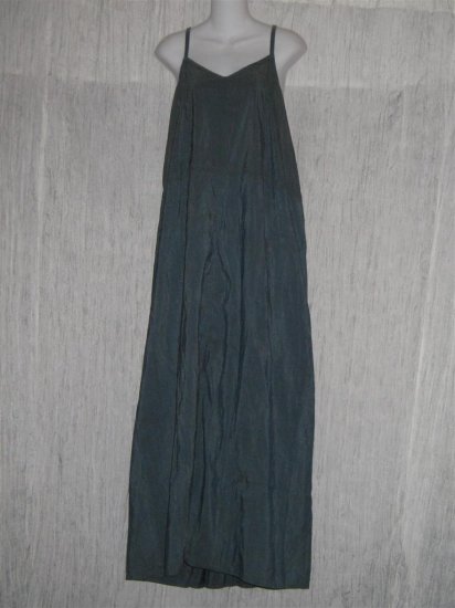 Jeanne Engelhart FLAX Long Blue Gray Silk Slip Dress Large L