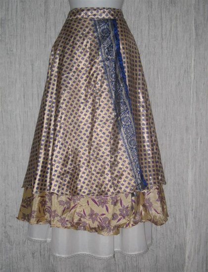 NWT Long Layered Indian Silk Art to Wear Wrap Skirt One Size