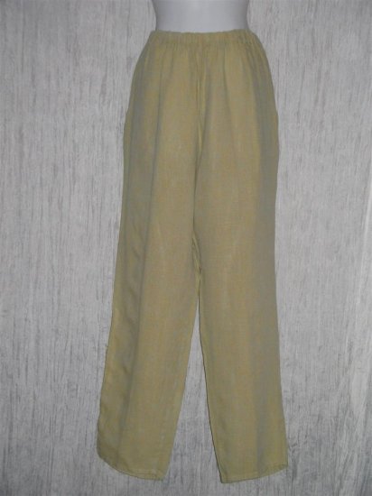 Jeanne Engelhart FLAX Long Green Linen Pants Medium M