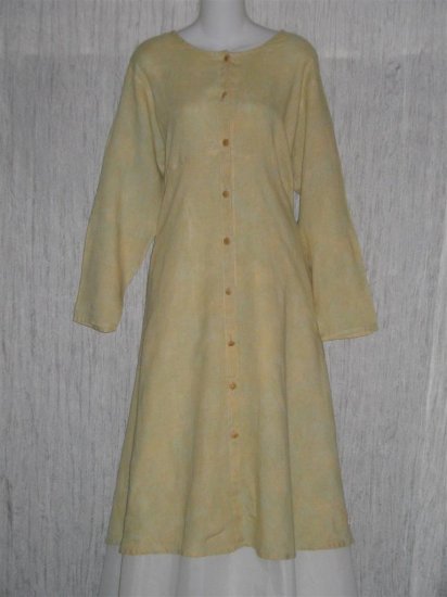 Flax by Jeanne Engelhart Shapely LINEN Duster Dress Coat Jacket Medium M