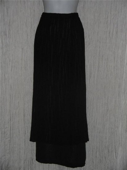 Coveted Boutique Long Double Black Knit Layered Lagenlook Skirt S M