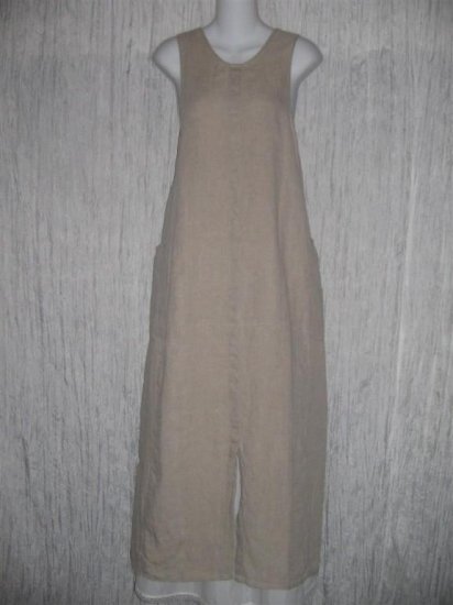 FLAX by Jeanne Engelhart Long Earthy LINEN Jump Dress Medium M