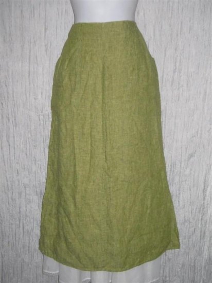 New FLAX Long Green Linen Pocket Skirt Jeanne Engelhart Small S