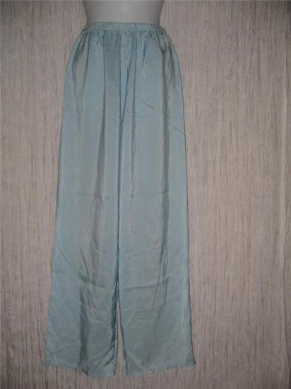 New JACKIE LOVES JOHN Sky Blue Silk Wide Leg Pants Medium M