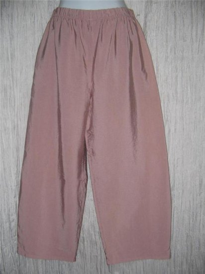 New JACKIE LOVES JOHN Heavy Mauve Silk Wide Leg Pants Large L
