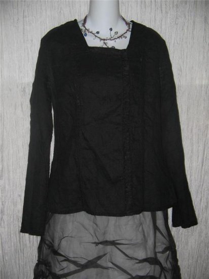 FLAX by Jeanne Engelhart Shapely Reversible Black Jacket Tunic Top Medium M