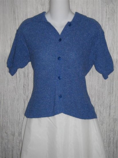 APRIL CORNELL BLUE CARDIGAN BUTTON SHIRT TOP MEDIUM M