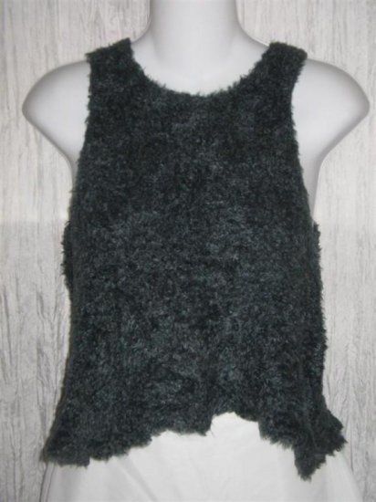 ROSEY Soft Furry Jewel Blue Stretch Knit Sweater Tank Vest Small S