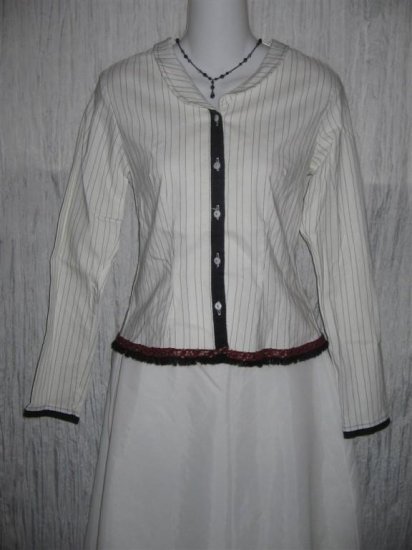 NEESH by D.A.R. Shapely Pin Striped Button Shirt Top Small S