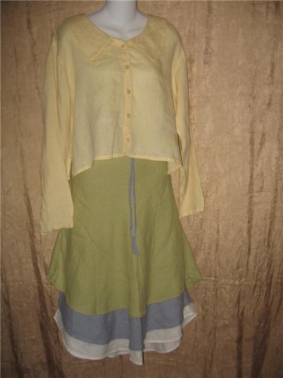 FLAX by Jeanne Engelhart Butter City Middy Button Shirt Top Small S