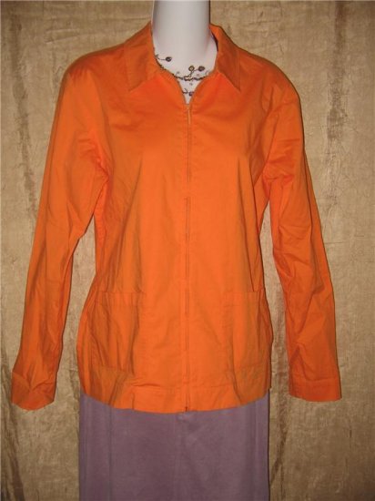 EILEEN FISHER Orange Cotton Zipper Jacket Coat Small S