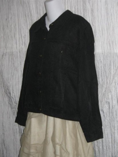 J. Jill Heavy Black LINEN Button Jacket Top Large L