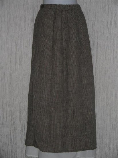 FLAX by Jeanne Engelhart Assymetrical Gingham LINEN Skirt Small S