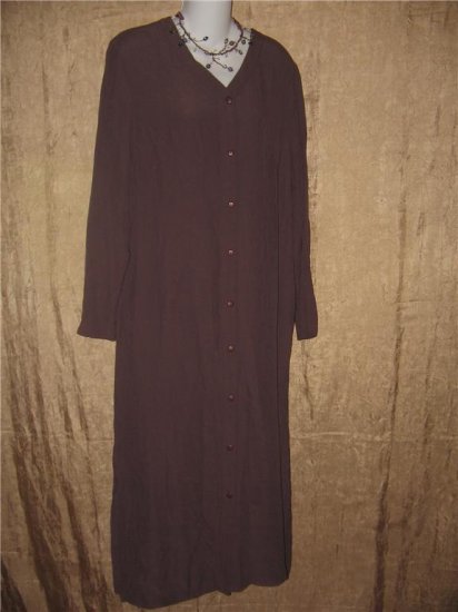 EILEEN FISHER NY Long Raisin Rayon Button Dress Size 1 Small S