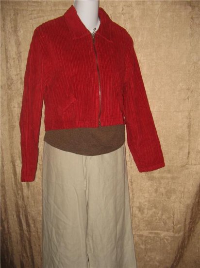 D.C.C. Clothing Company Cropped Red Corduroy Zip Jacket Coat Medium M