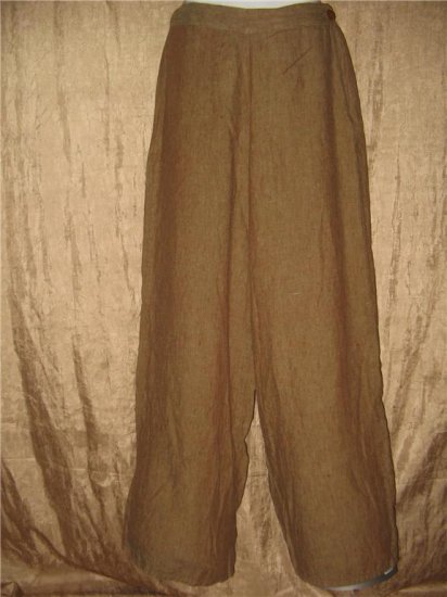 FLAX Brown LINEN Kathrines Pants Floods Jeanne Engelhart Small S