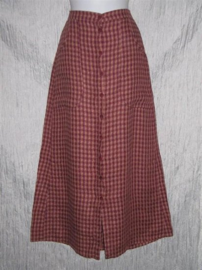 FLAX Textured LINEN Button Skirt Jeanne Engelhart Small S