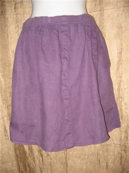 FLAX by Jeanne Engelhart Short Purple LINEN Skirt Large L