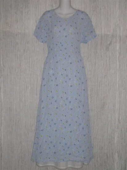Putumayo Long Blue Shapely Floral Weave Dress Large L