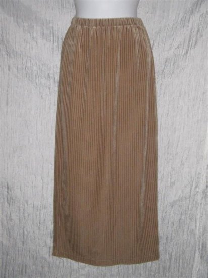 CRAZY LINE Long Tan Stripe Velour Knit Skirt Small S