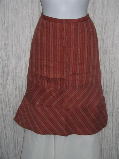 Solitaire Shapely Flared Hem Linen Knee Skirt Small S