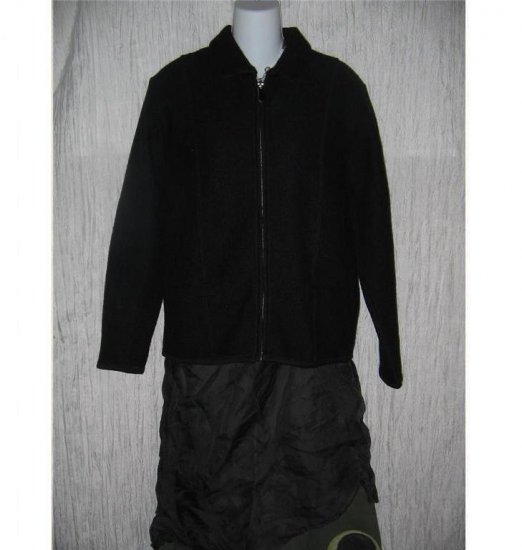 VALERIE STEVENS Boxy Black WOOL Zipper Jacket Coat MEDIUM M